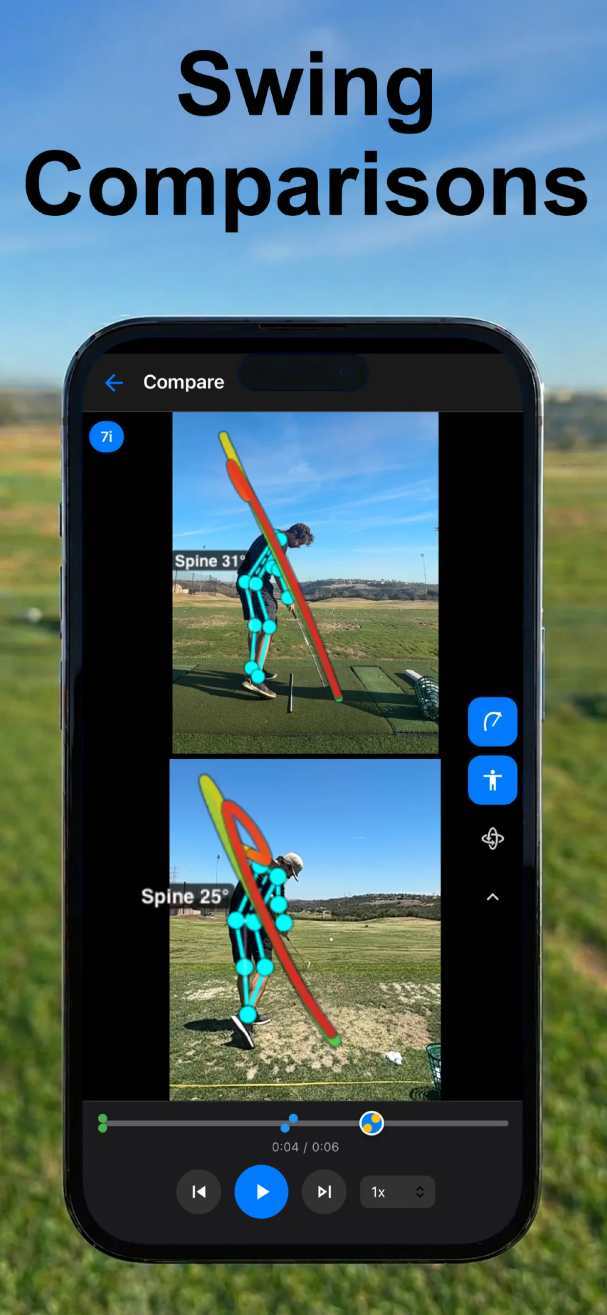 SwingDraw comparing two golf swings